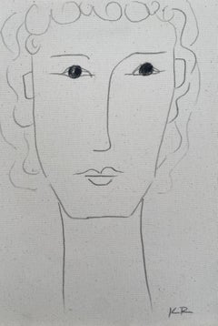 Portrait crayon croquis au trait minimaliste matisse contemporain dessin de visage GIO