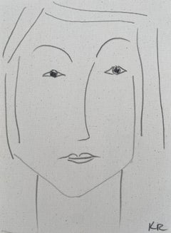 Portrait crayon croquis au trait minimaliste matisse contemporain dessin de visage Kai Kai