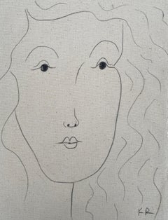 Portrait crayon croquis au trait minimaliste matisse contemporain dessin de visage KAT