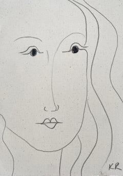 Portrait pencil line sketch minimalist matisse contemporary face drawing KEY