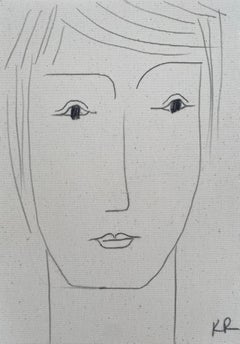 Portrait crayon croquis au trait minimaliste matisse contemporain dessin de visage LEE