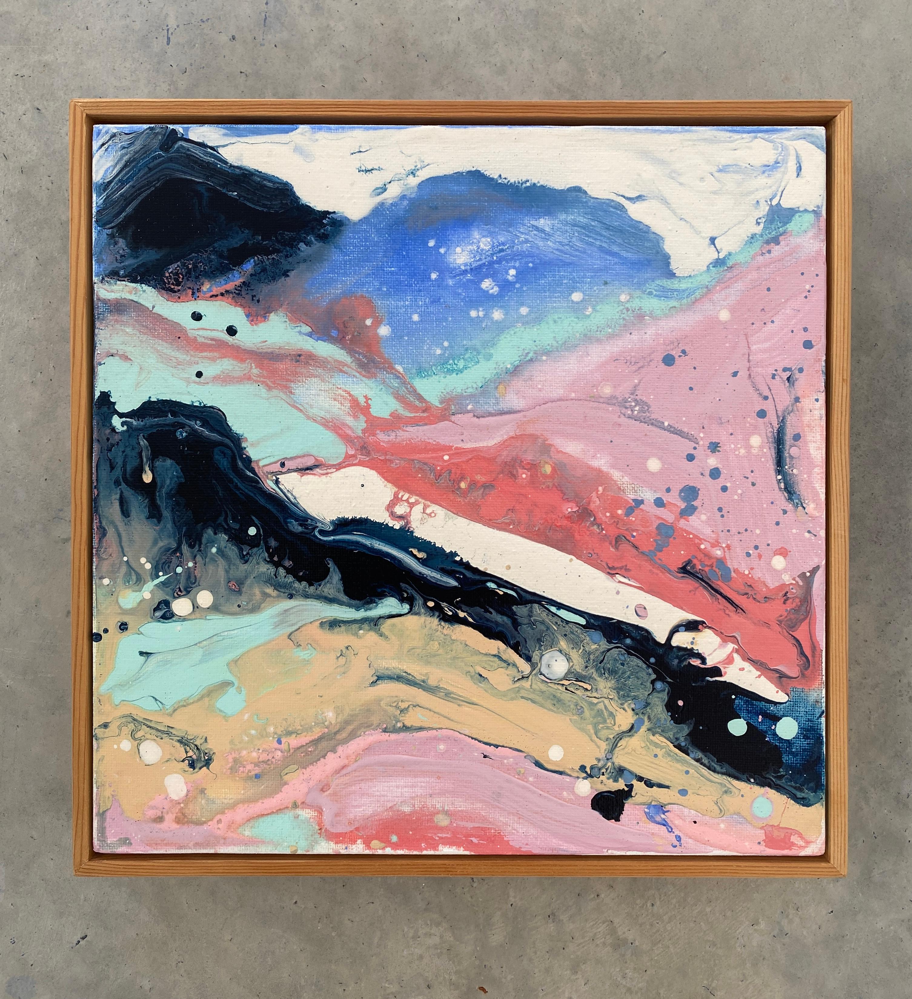 Rainbow Mountains no1 abstract expressionist landscape on a square canvas framed 1