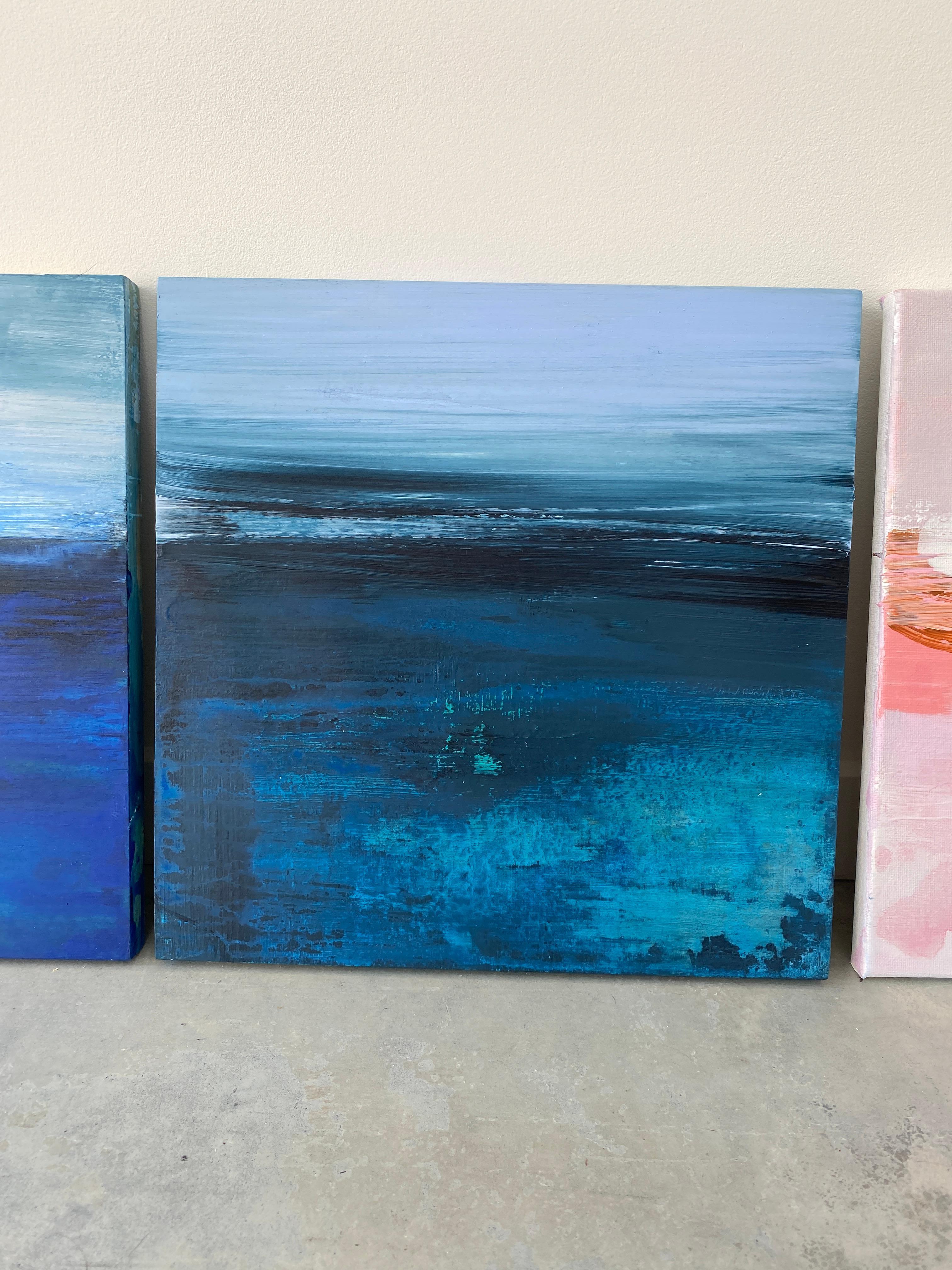 'It's Summer' a small square works collection of quality custom framed, minimalist abstract expressionist paintings on timber board. Lighten up the room with bright, summer colours of pastels, pinks, deep shades of ocean blues and aqua's. Enjoy the