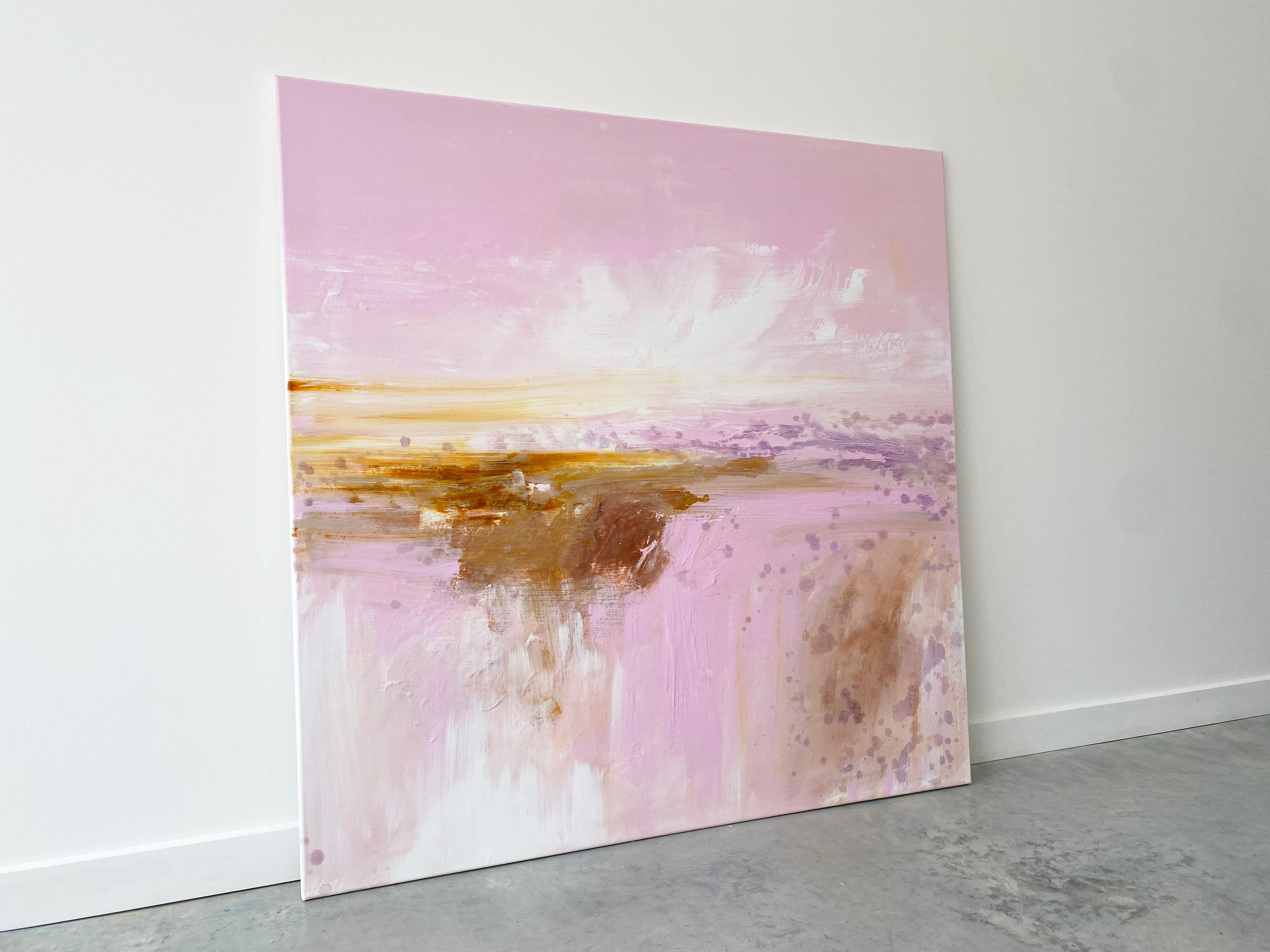 Reflections of Pink an abstract landscape painting from my 'Serene Shorelines Collection'. 
Exploring the beauty of Australian coastal shorelines with mirrored waters, sandy stretches and rocky outcrops. Bold abstract expressions of the land, sea