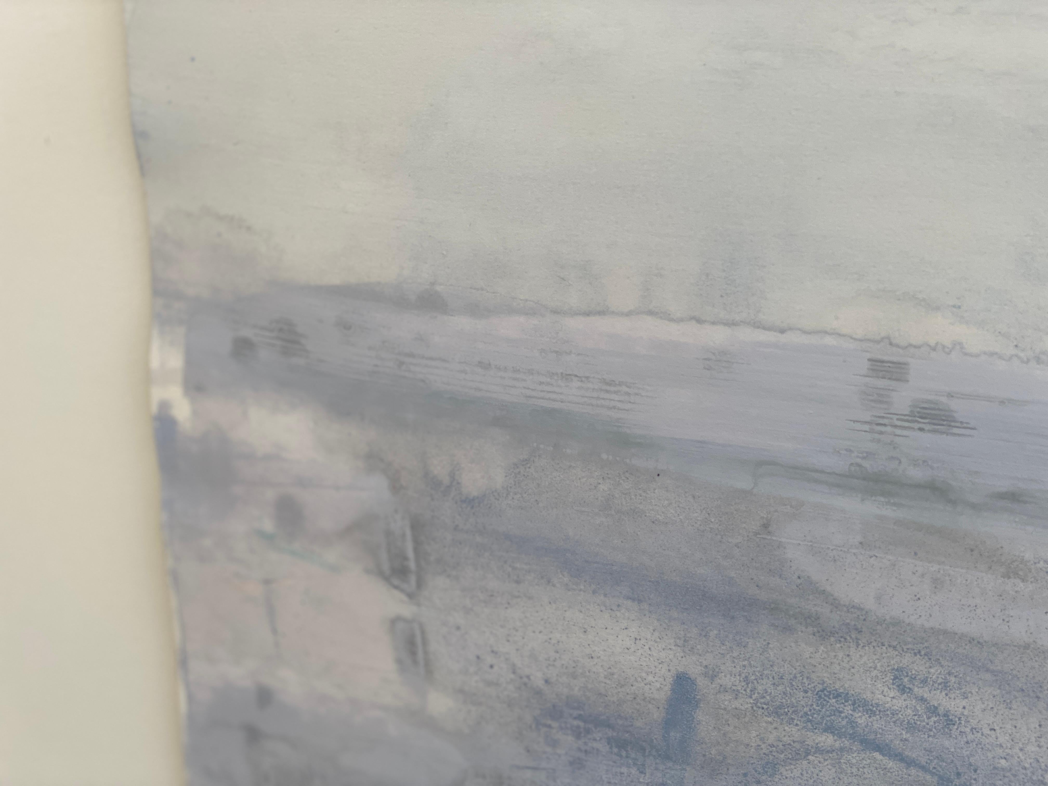 Peinture d'art blanche minimaliste de paysage abstrait scandinave gris neige n°2 en vente 8