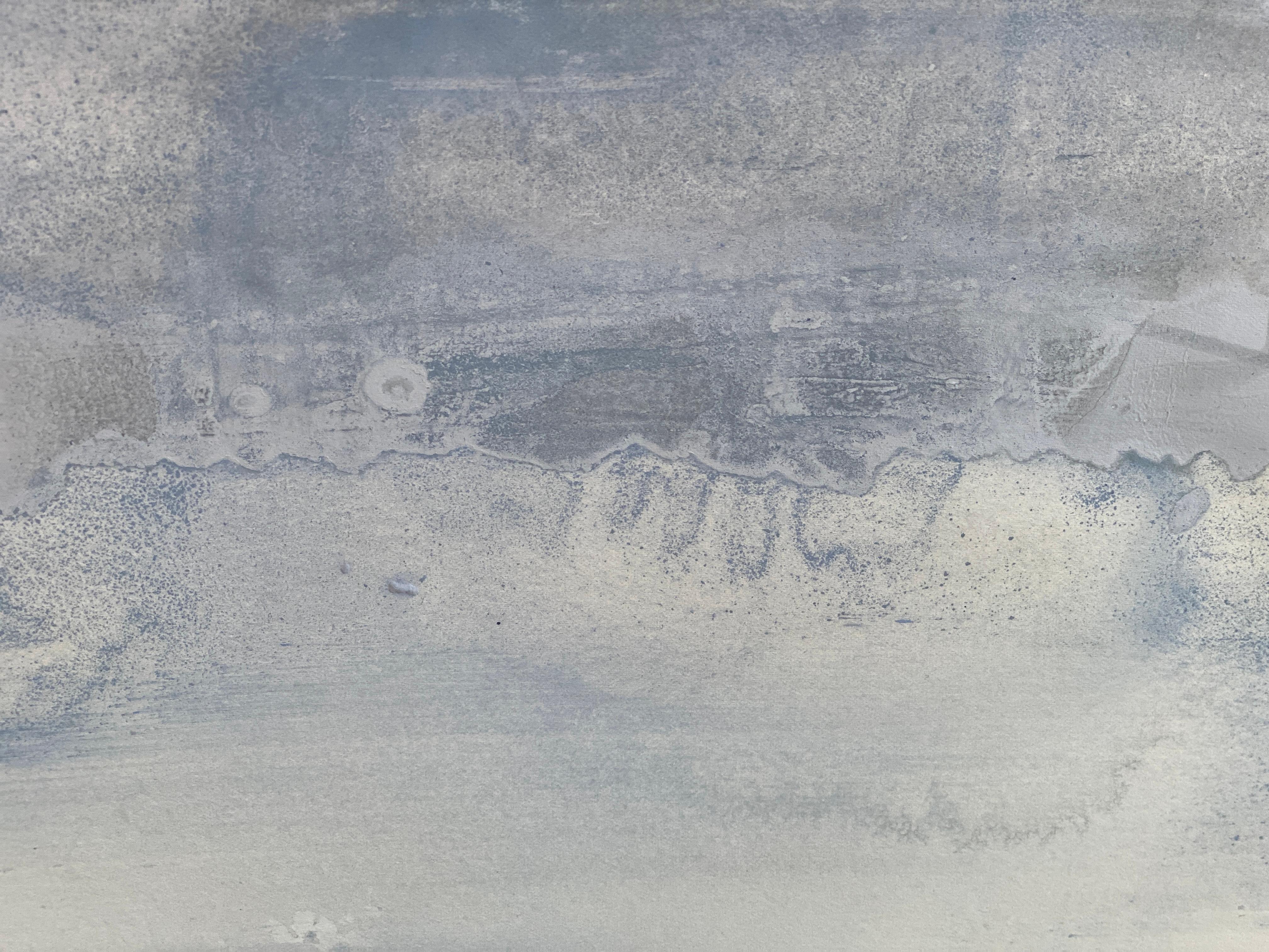 Snowy Grey no1 Nordic Scandi abstract landscape minimal white fine art painting For Sale 9