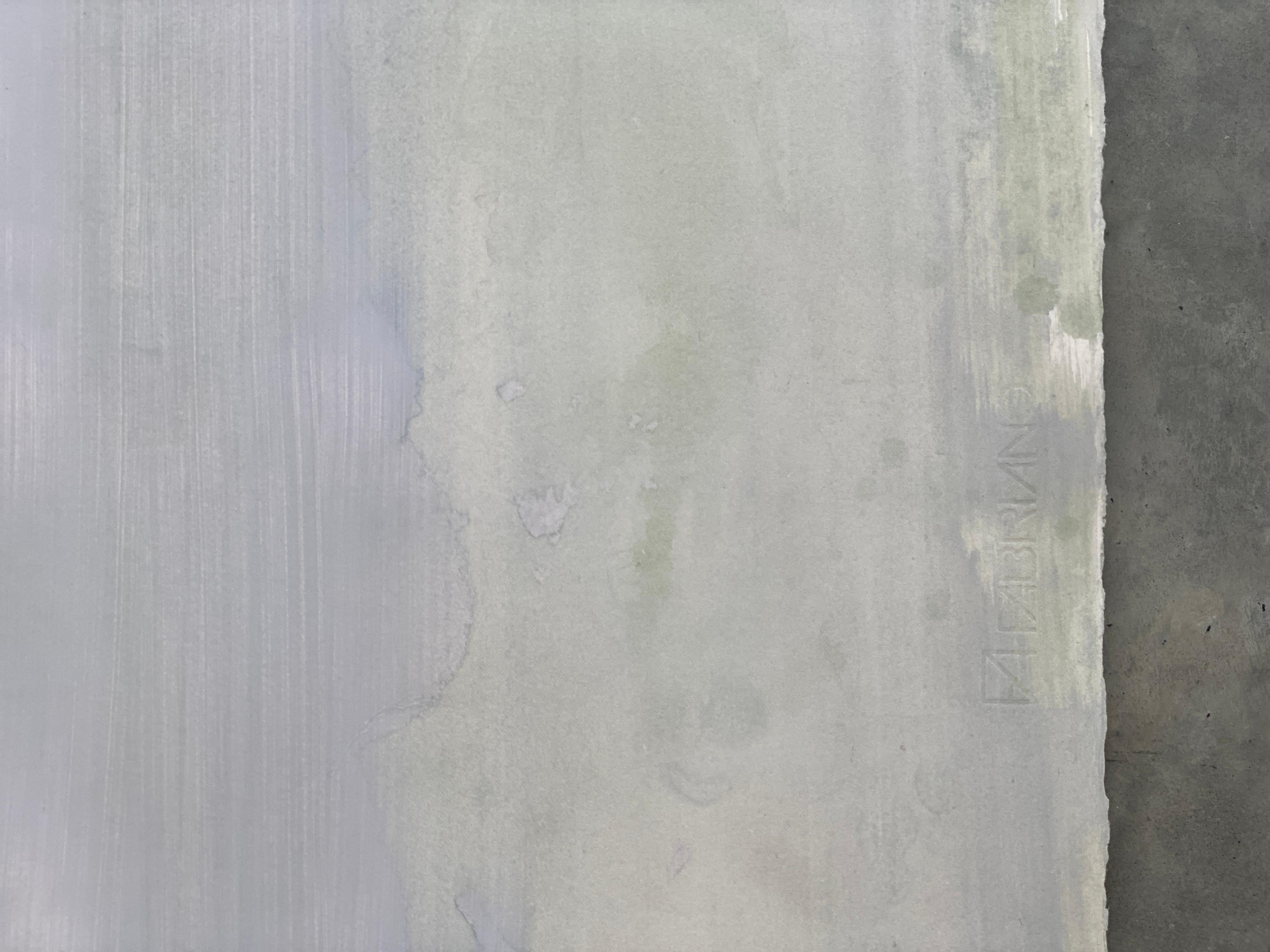 Peinture d'art blanche minimaliste de paysage abstrait scandinave gris neige n°2 en vente 4