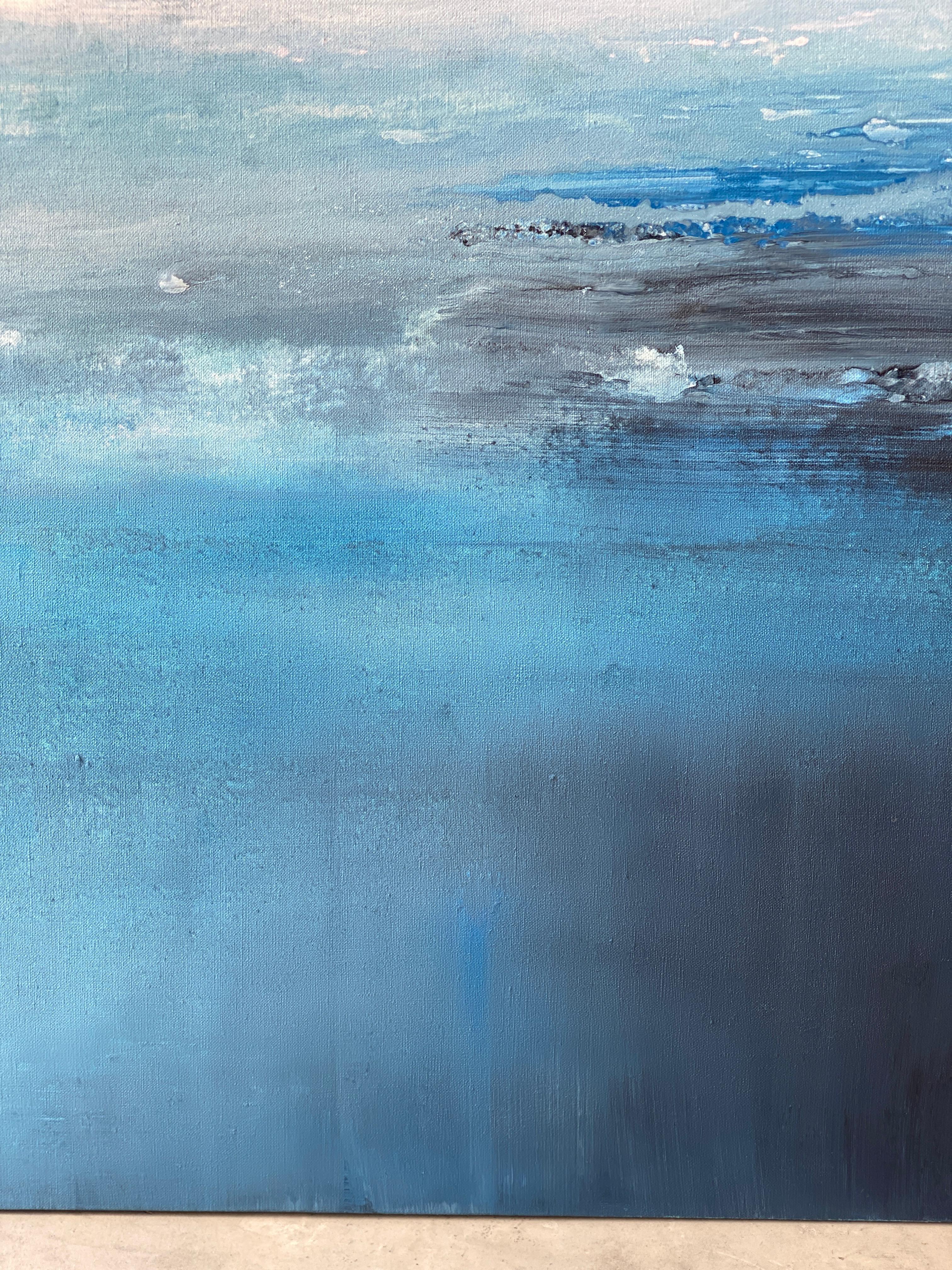 Sommer- Swimming Blau Rosa Ozean abstrakte Landschaft Wolken-Impressionismus Himmel  im Angebot 15