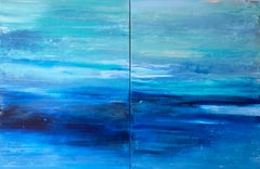 Sun is Shinning abstract expressionist double panel painting