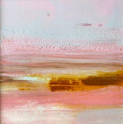 pink abstract impressionist landscape painting sienna grey lavender sunset sky