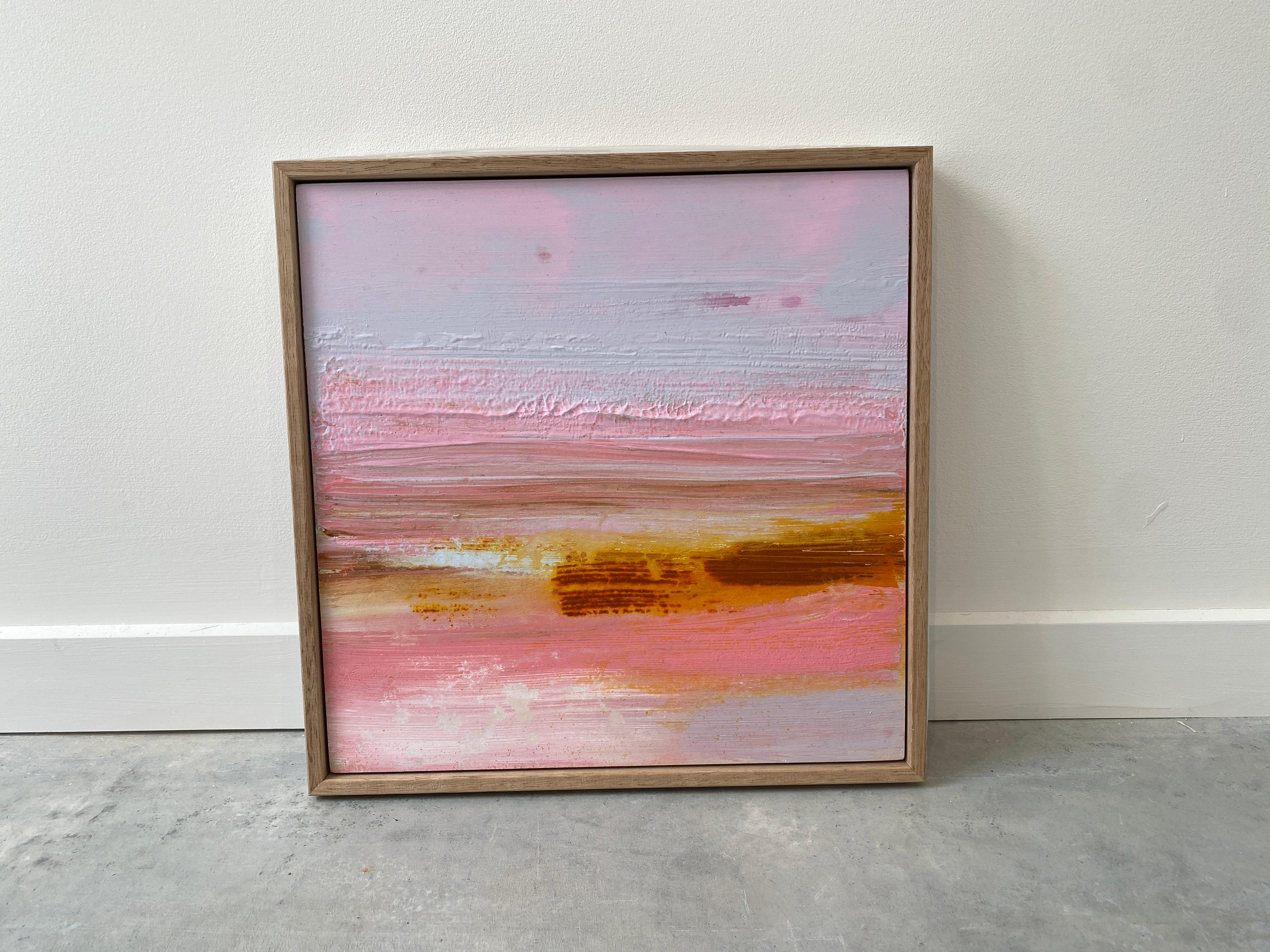 Sweet Thing framed abstract expressionist painting in pink sienna grey lavender - Abstract Painting by Kathleen Rhee