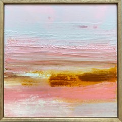 Abstraktes impressionistisches Landschaftsgemälde Siena Grau Lavendel Rosa Lavendel Sonnenuntergang Himmel