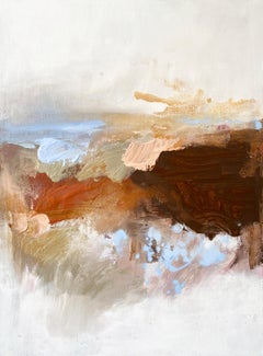 Tea Tree Lake blue tan brown abstract landscape white impressionism sky 