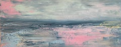 The Elements abstract impressionist landscape oceanscape grey pink aqua pastel