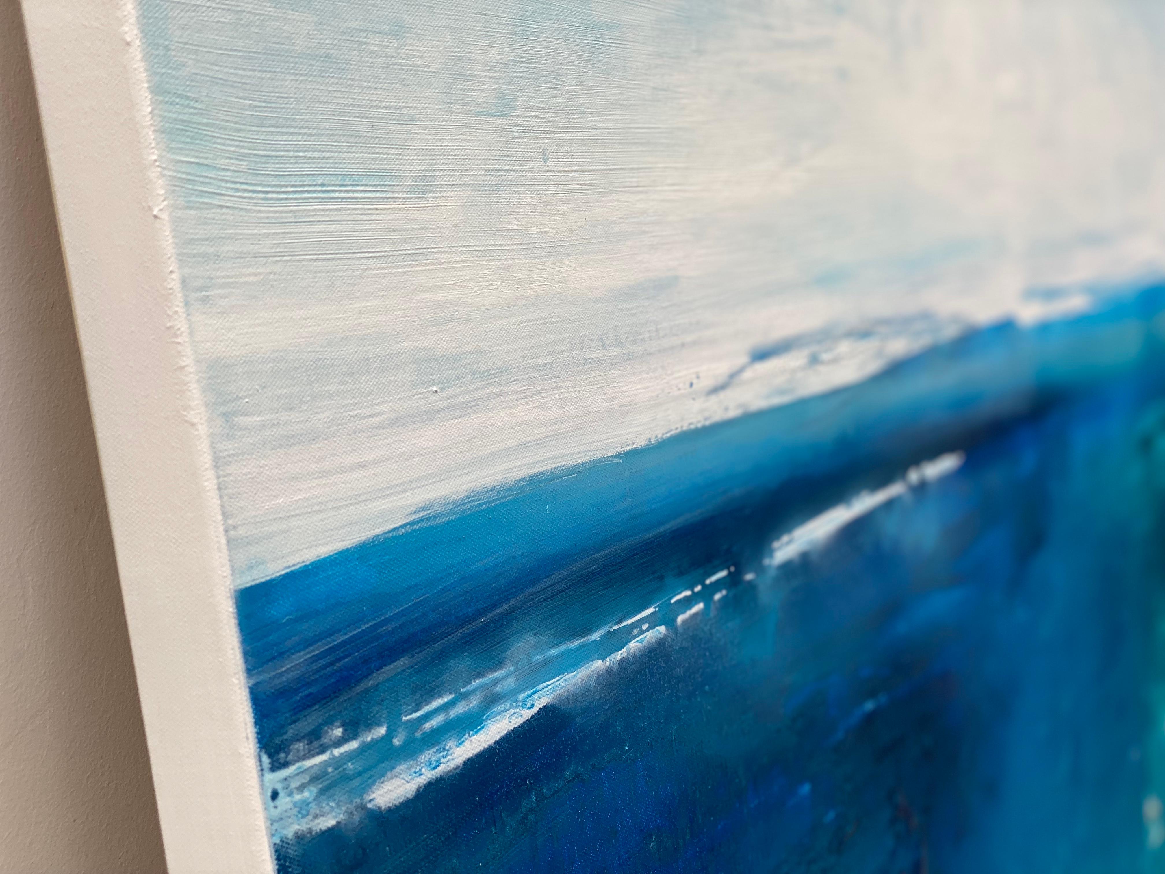 Inspired by the magnetic attraction of the ocean. This soft vibrant expressive abstract is from 'The Ocean Therapy Collection' exploring the therapy of the ocean, therapeutic sounds, colours and rhythm of the sea. The ocean waves are like the