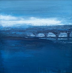 ocean abstract impressionist minimalist painting coastal blue waters waves surf