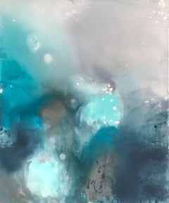 Turquoise Vibes aqua grey blue grey abstract on canvas