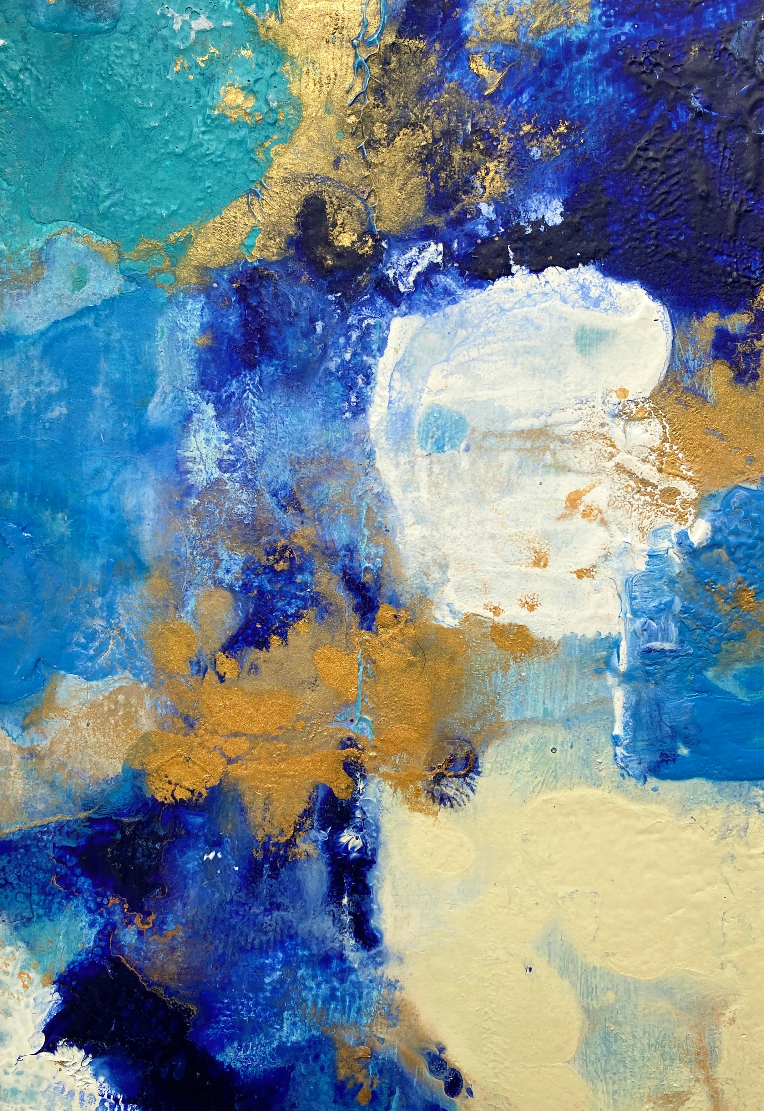 Kathleen Rhee Abstract Painting – Aquarell- und Wolkenserie Nr. 3, abstrakt auf Papier, gerahmt mit weißem Mattkarton