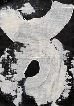 White circles no1 black linen Minimalist Abstract Symbols Collection tribal