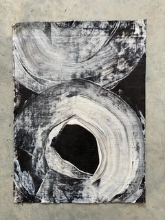 White circles no2 black linen Minimalist Abstract Symbols Collection tribal