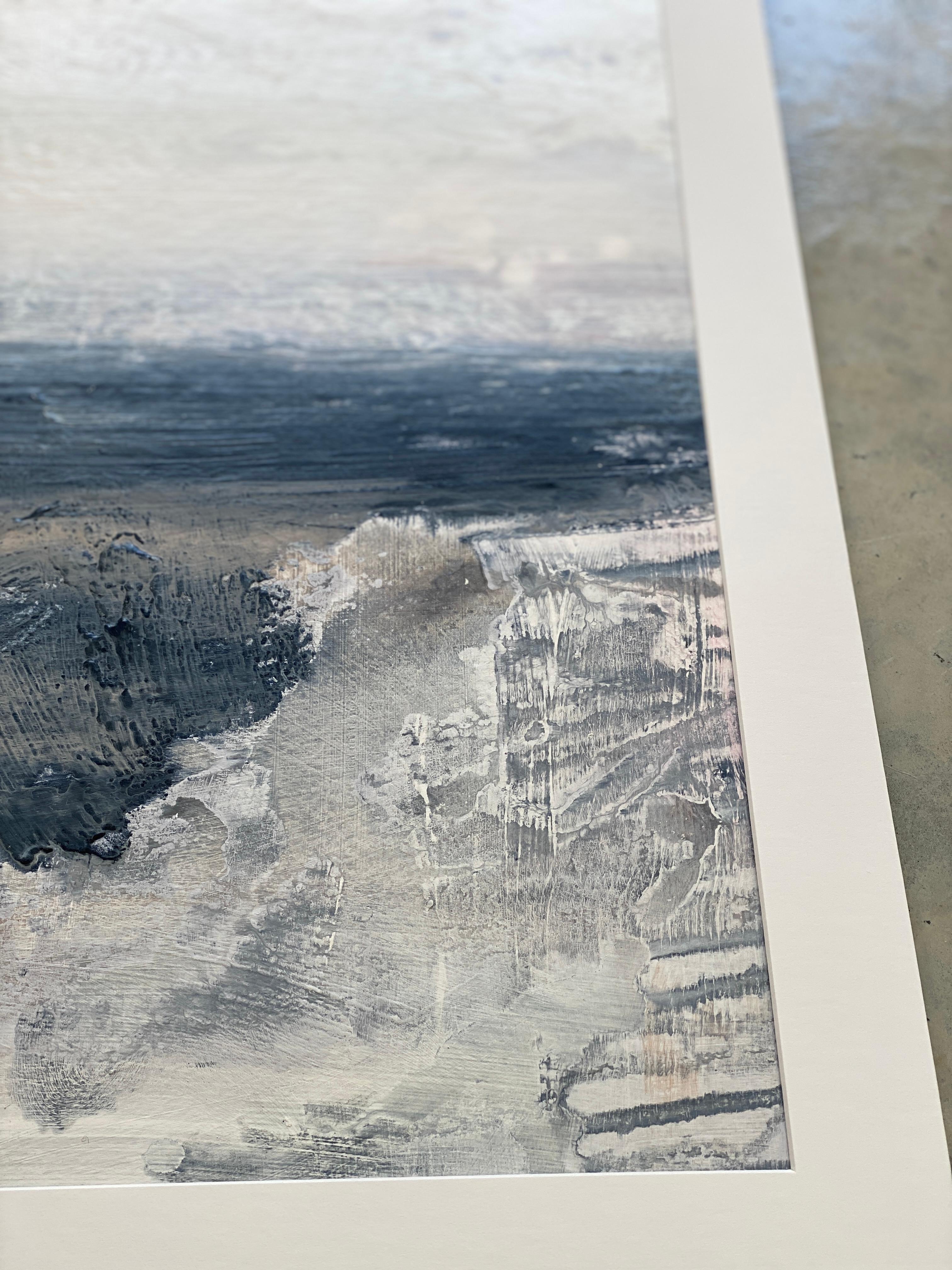 Minimalist painting 4 Nordic Scandi framed landscape art paper grey tan white For Sale 3