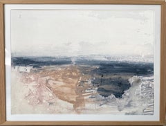 White Frost no1 Nordic Scandi framed abstract landscape ready to hang tan clean