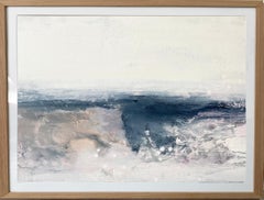 White Frost no2 Nordic Scandi framed abstract landscape ready to hang tan 