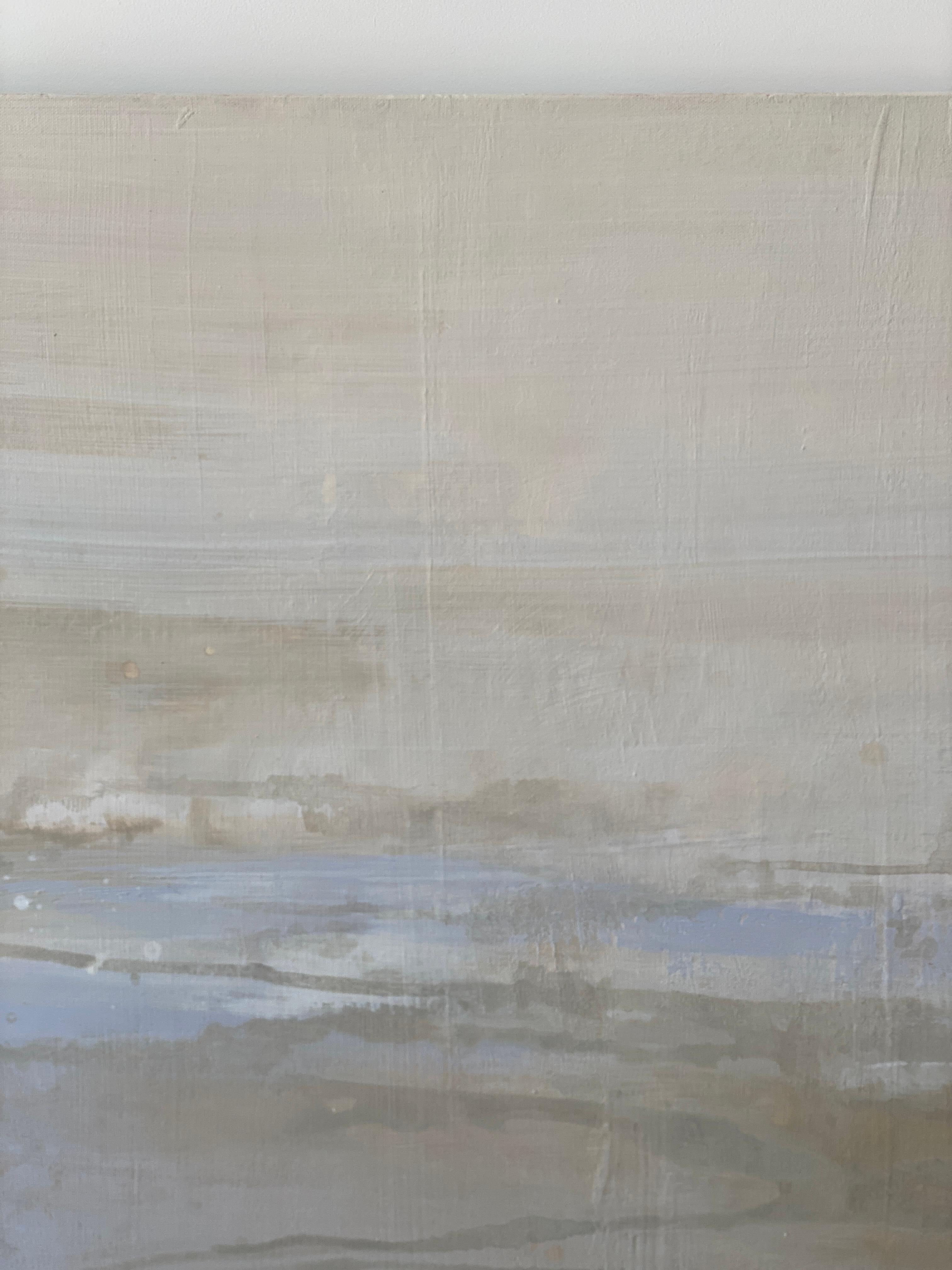 Windswept cream grey Impressionist sky clouds sandy white abstract landscape  For Sale 8