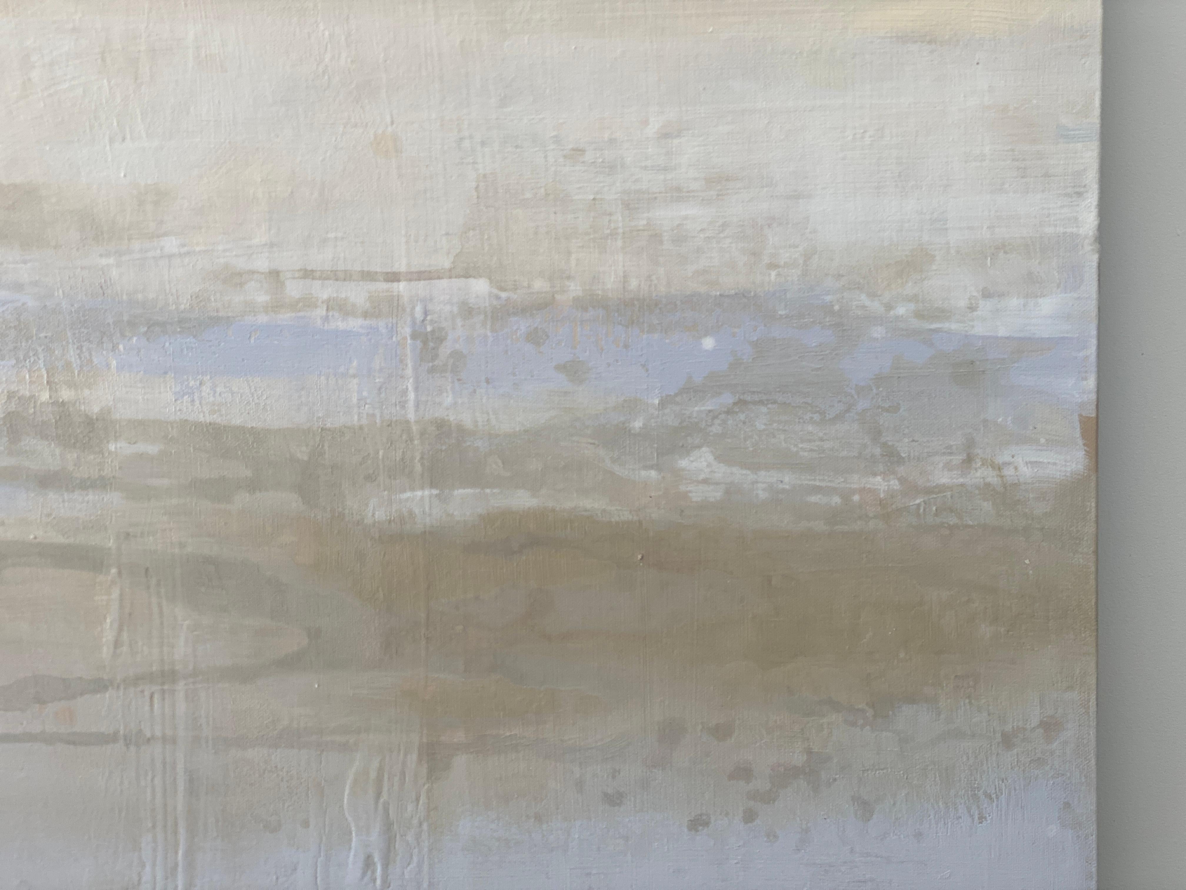 Distant elegant views and reflections over the landscape.  An abstract impressionist painting, capturing an ethereal of the Australian landscape, bursts of soft white clouds and earthy tones merge in a dance of colour and texture, embodying the raw,