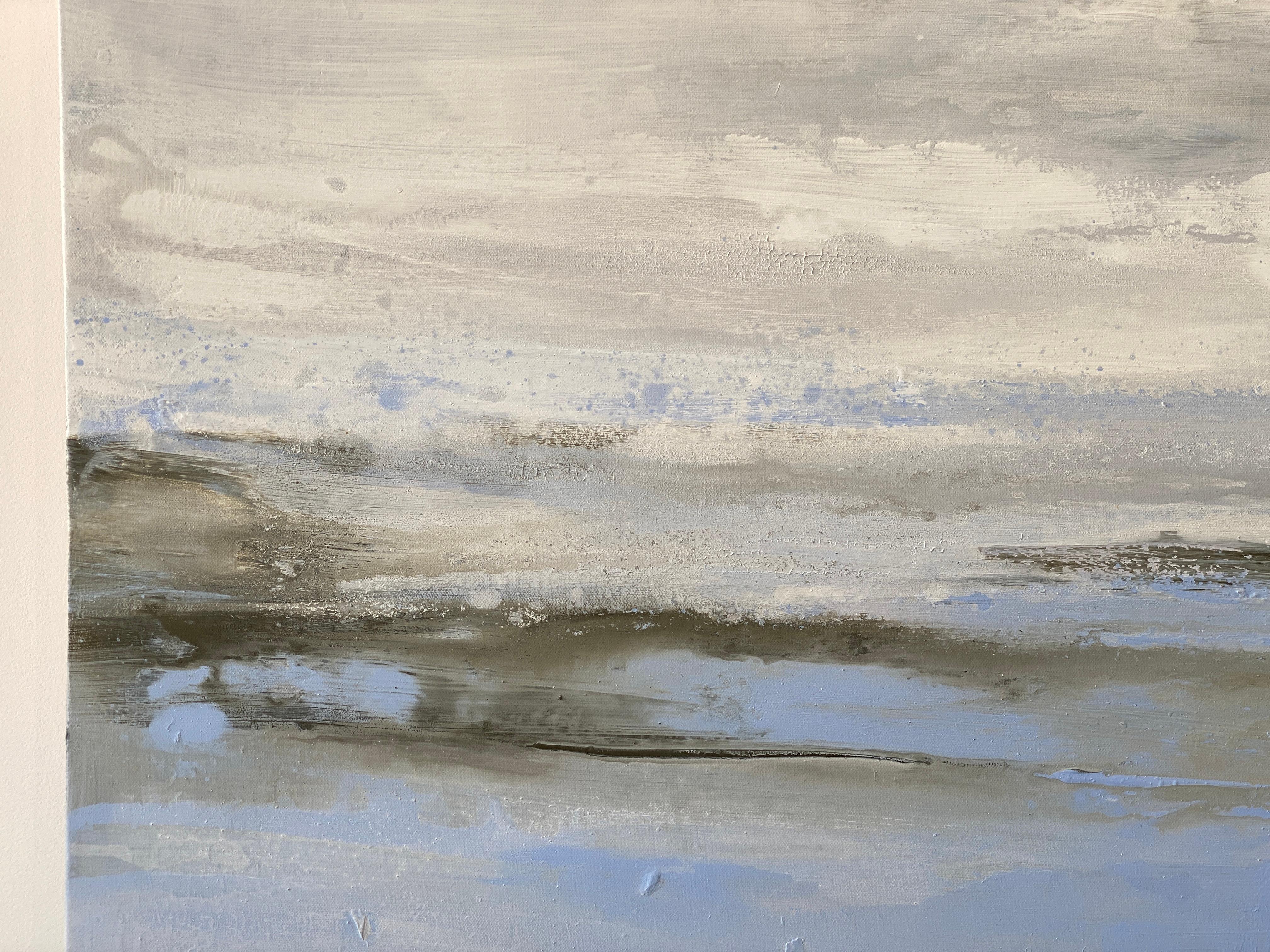 Windswept Lavender Mist Impressionist sky clouds blue white abstract landscape  For Sale 8