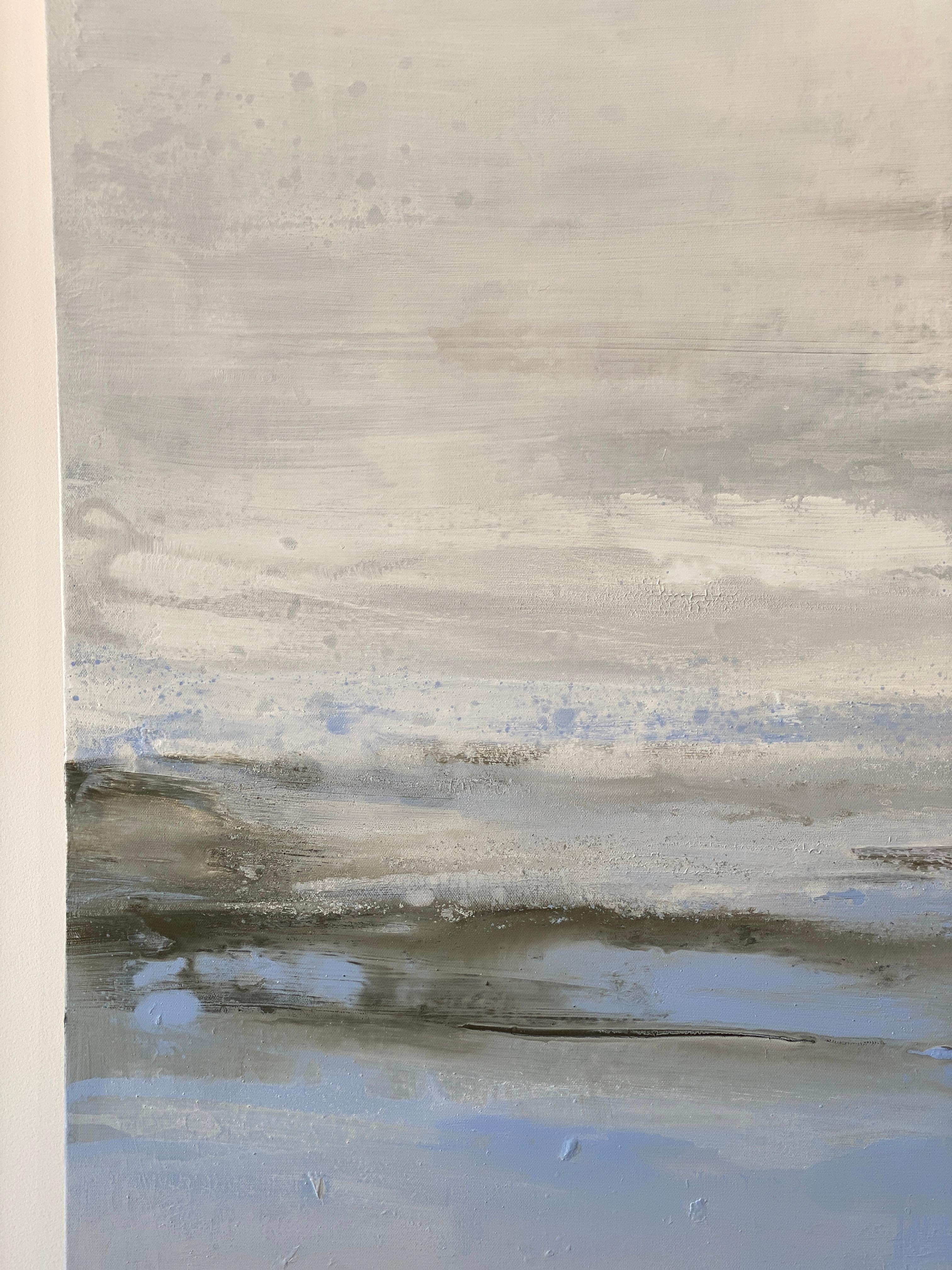 Windswept Lavender Mist Impressionist sky clouds blue white abstract landscape  For Sale 9