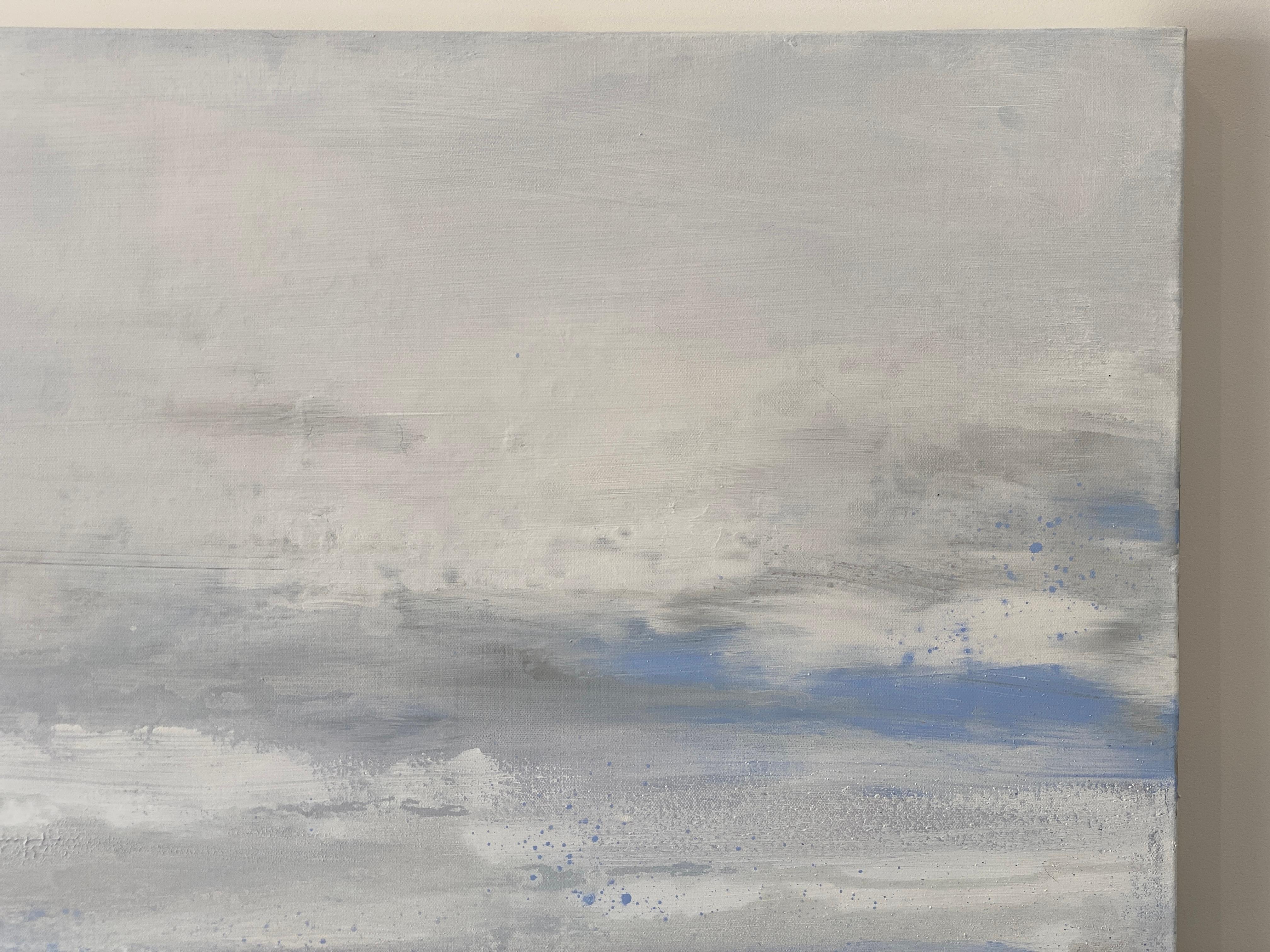 Windswept Lavender Mist Impressionist sky clouds blue white abstract landscape  For Sale 14