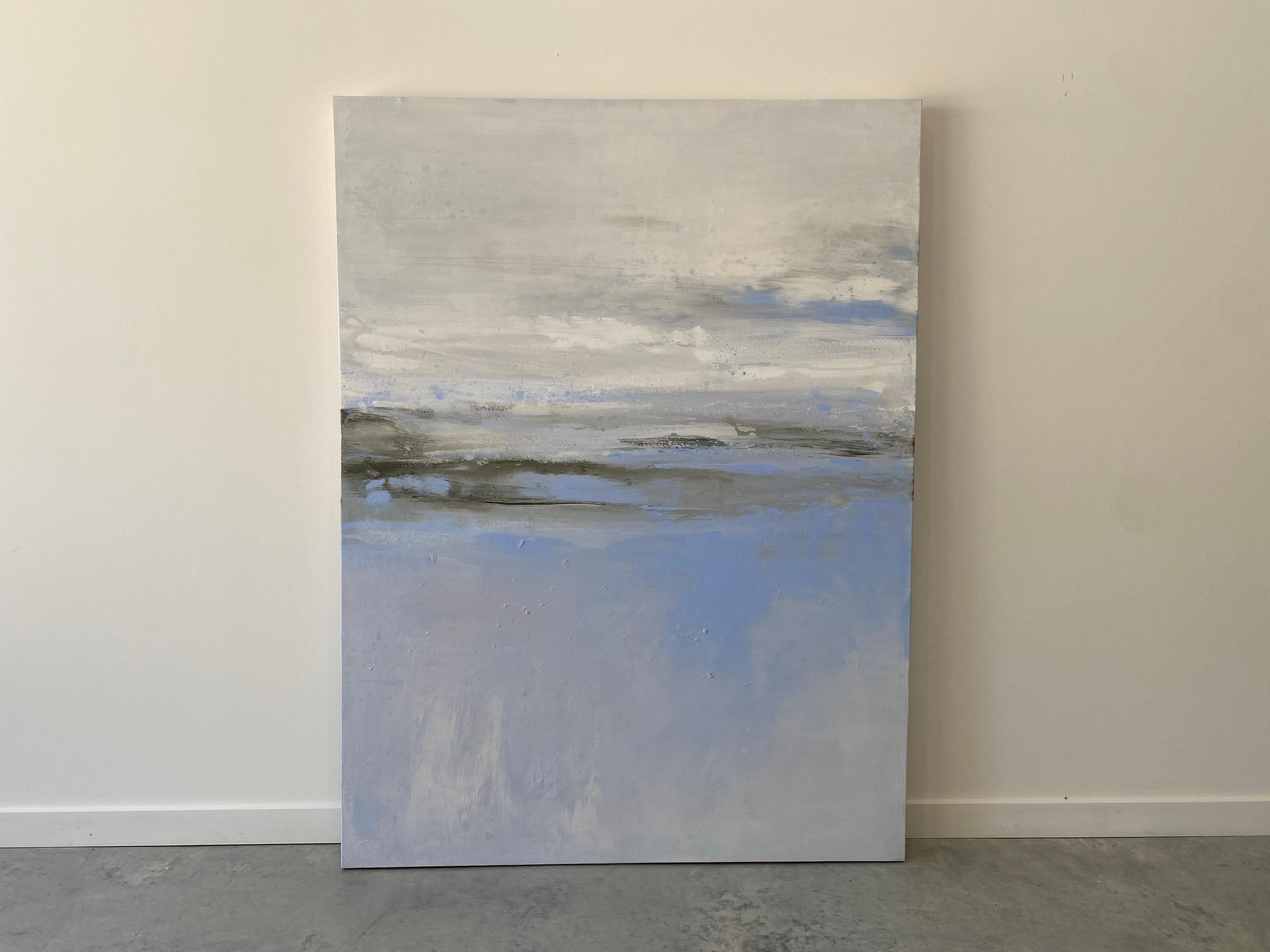 Windswept Lavender Mist Impressionist sky clouds blue white abstract landscape  For Sale 1