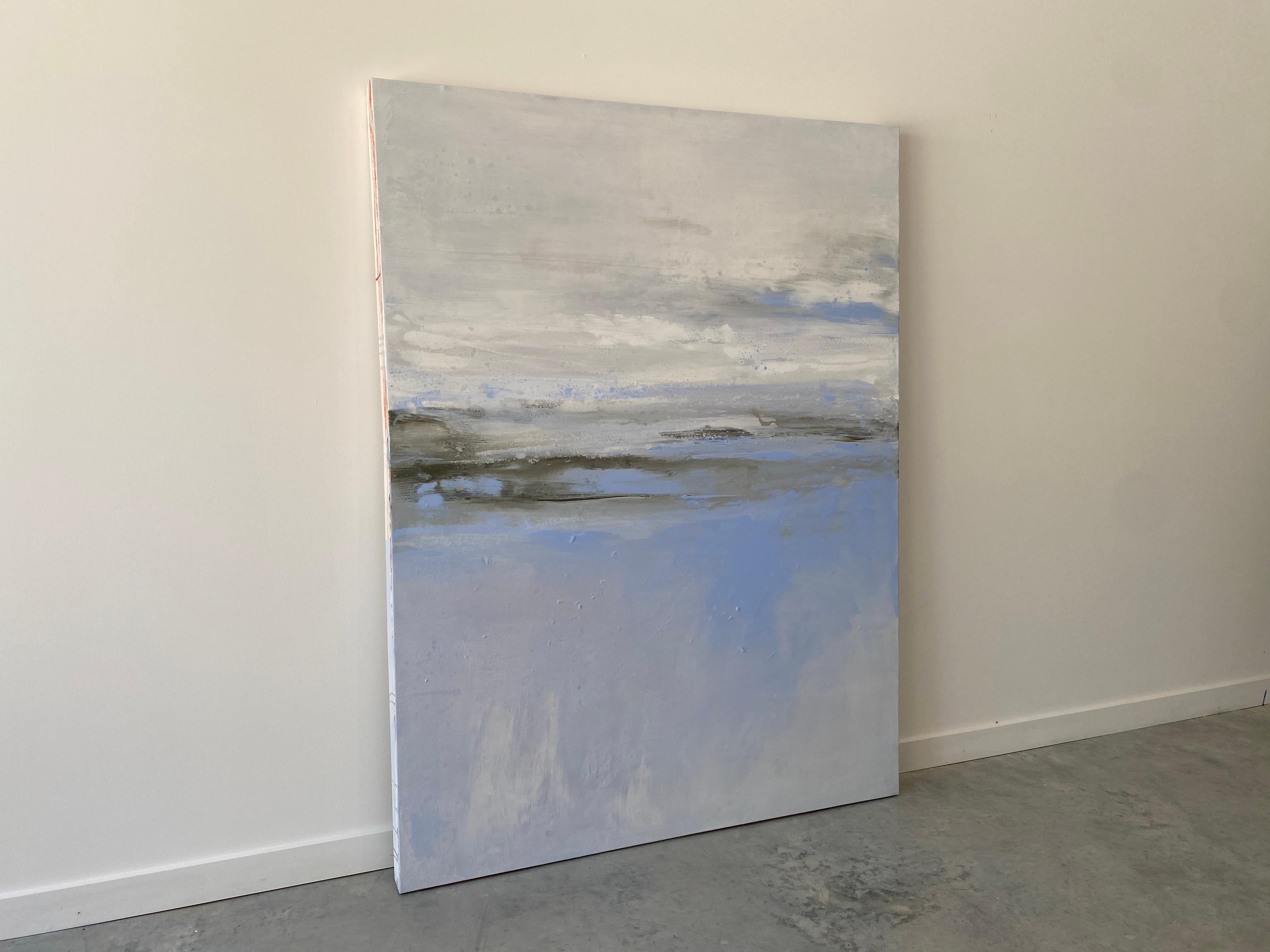 Windswept Lavender Mist Impressionist sky clouds blue white abstract landscape  For Sale 2