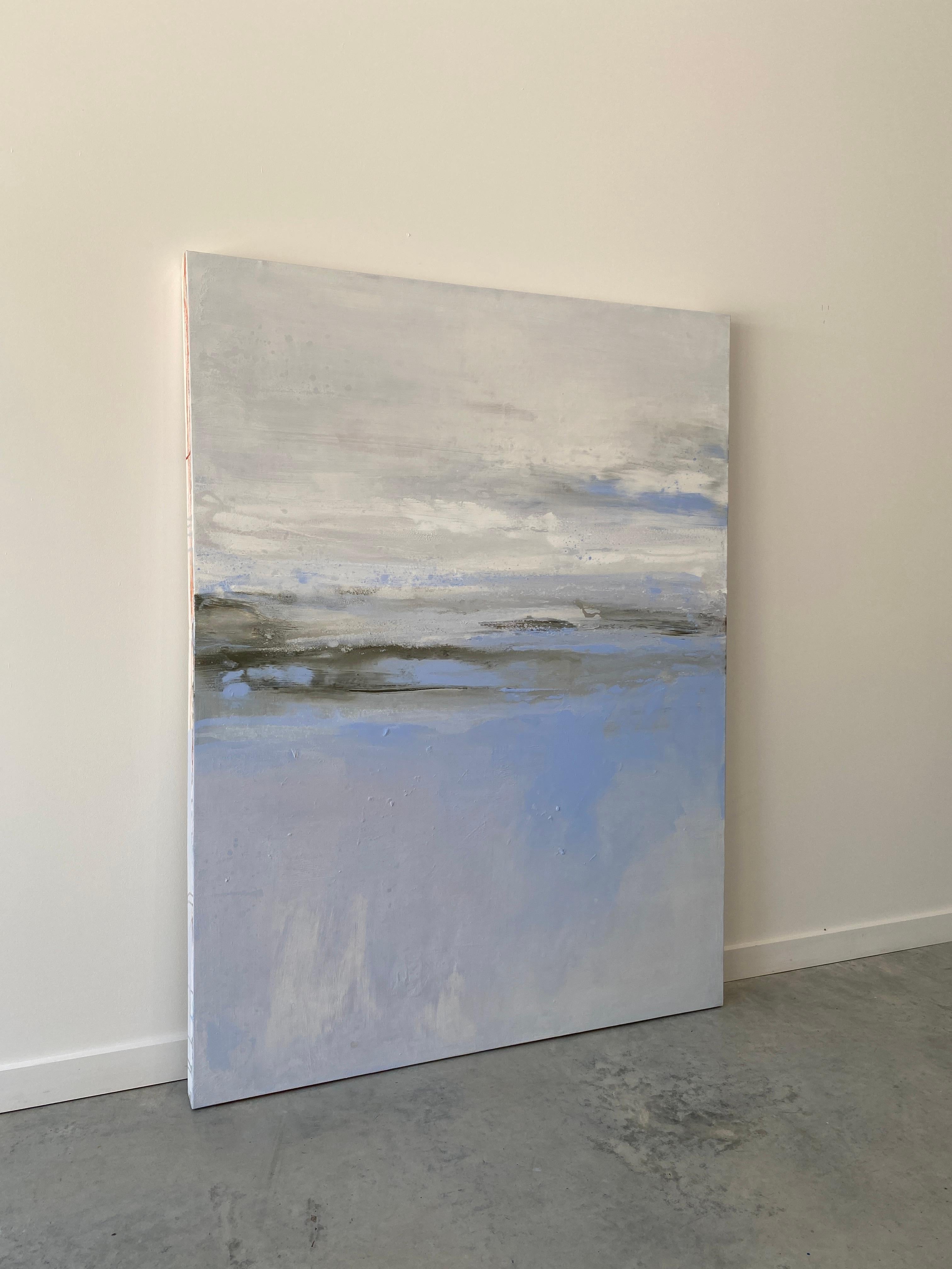 Windswept Lavender Mist Impressionist sky clouds blue white abstract landscape  For Sale 3