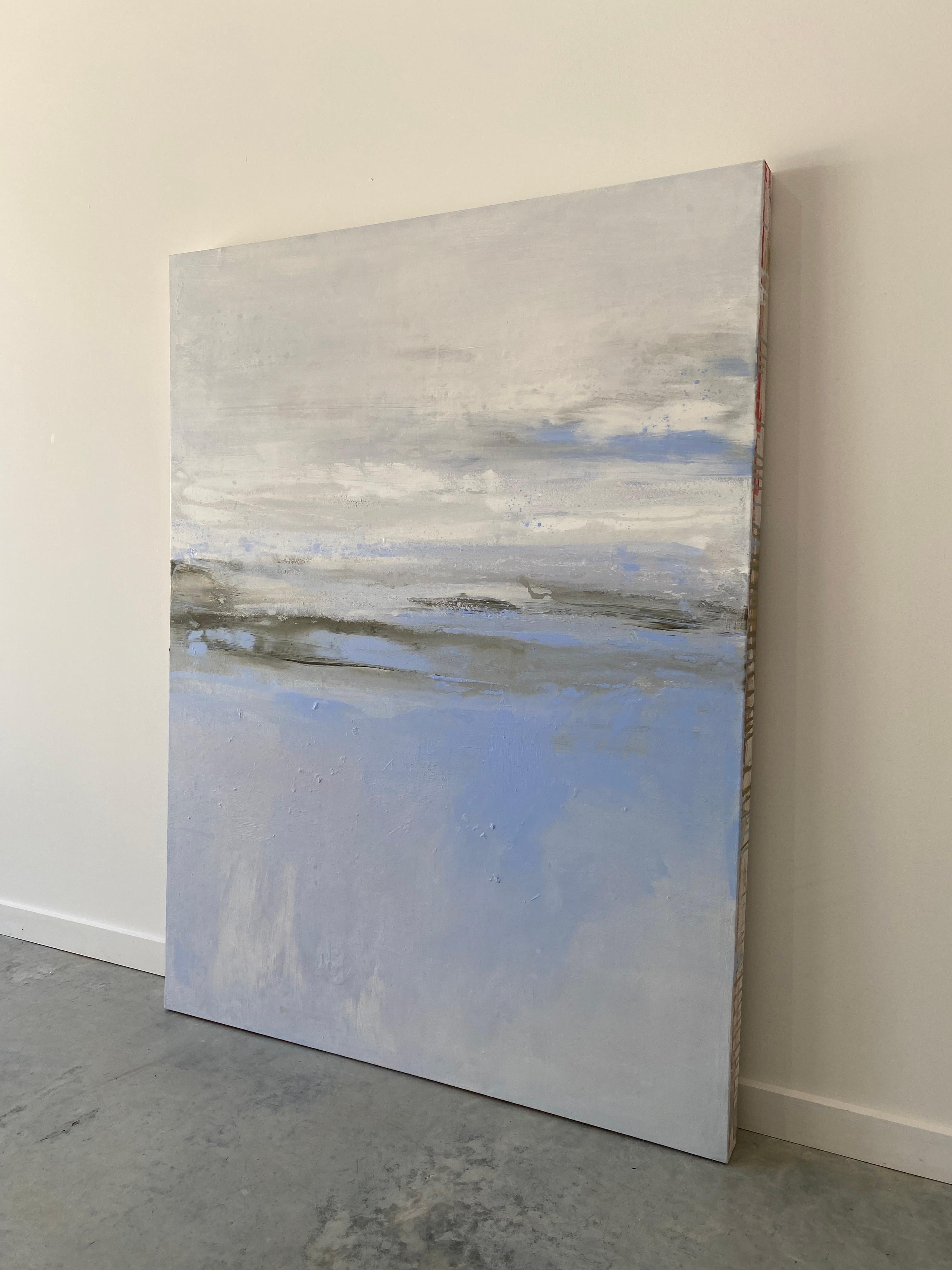 Windswept Lavender Mist Impressionist sky clouds blue white abstract landscape  For Sale 4