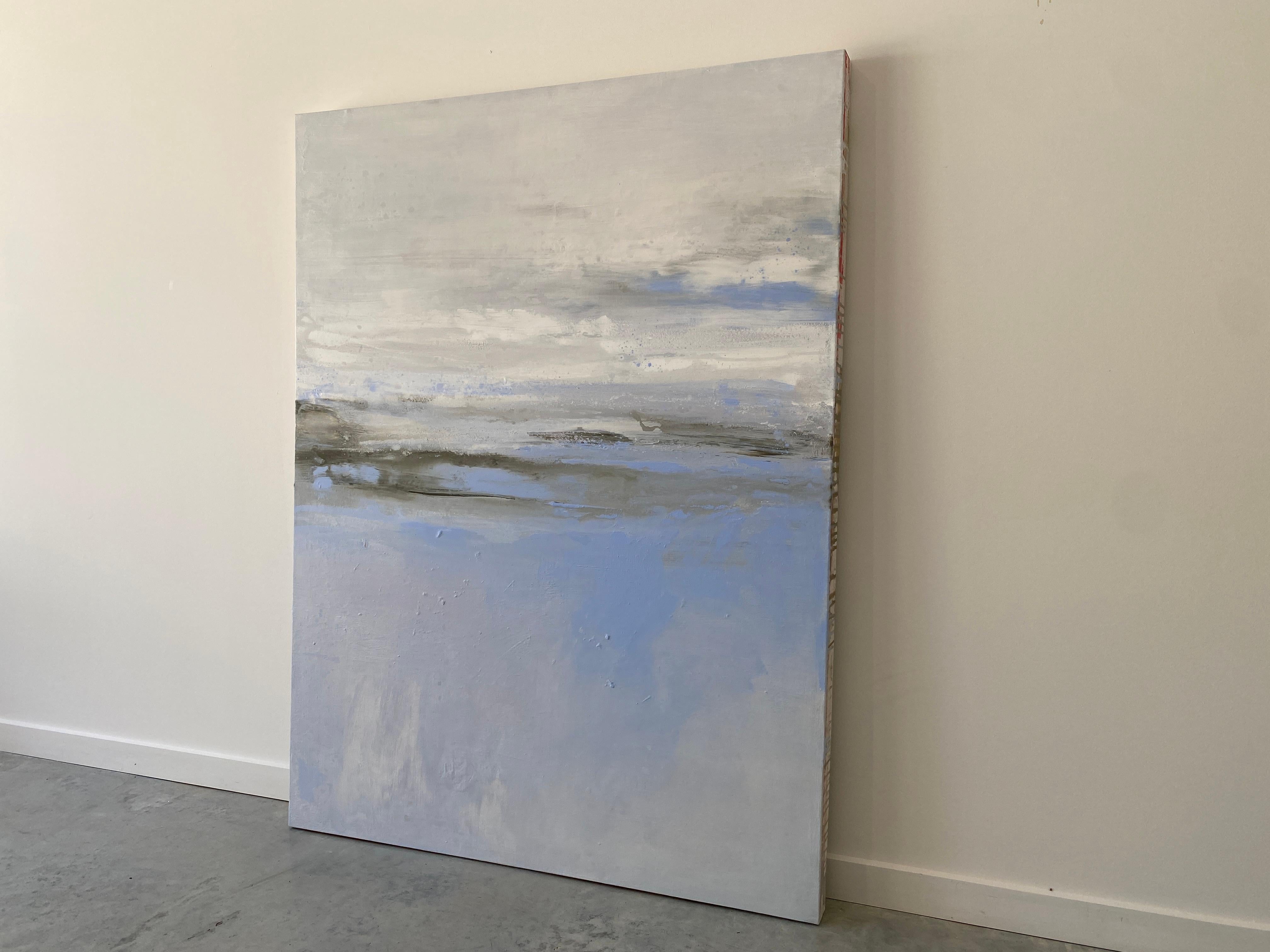 Windswept Lavender Mist Impressionist sky clouds blue white abstract landscape  For Sale 5