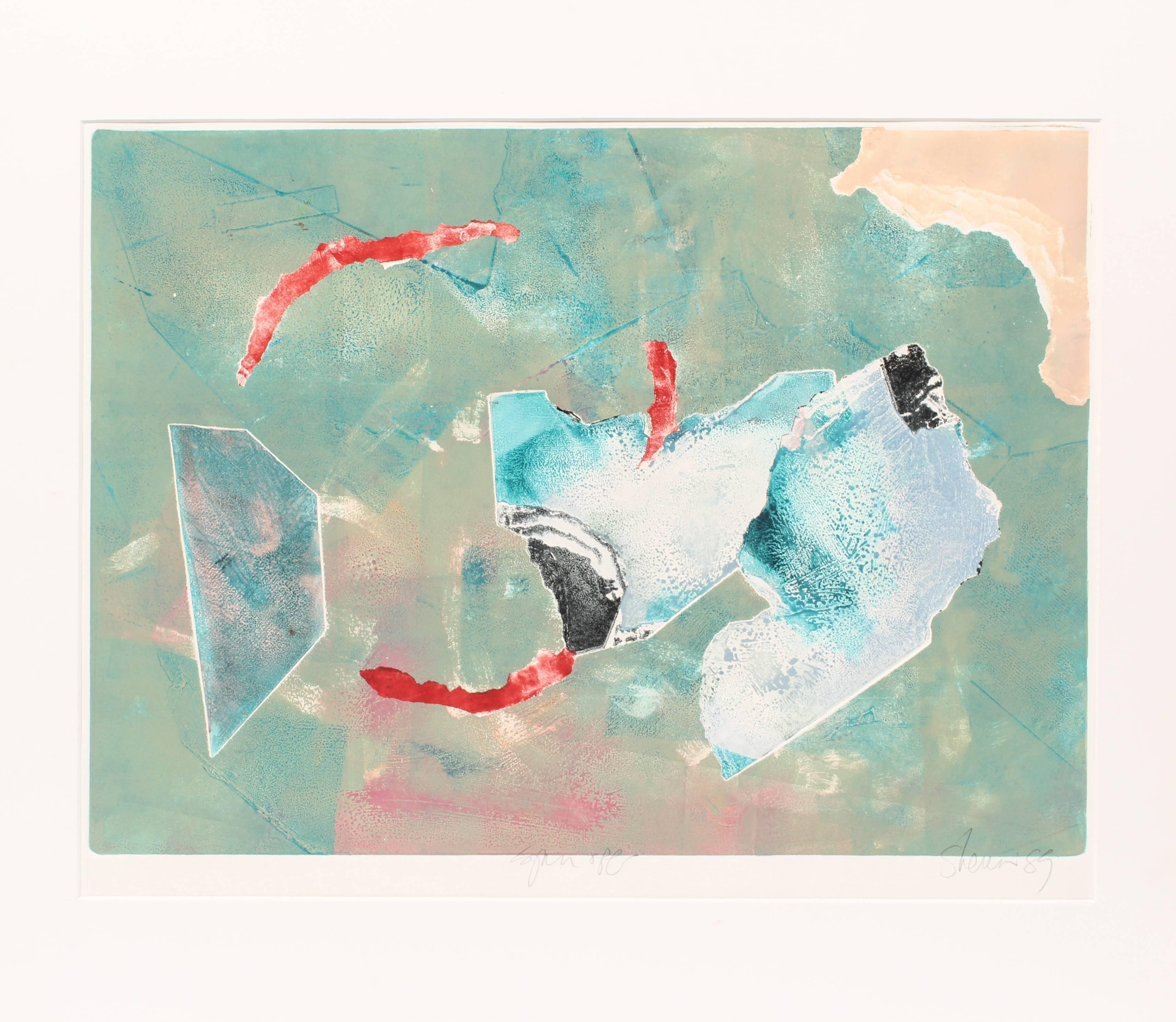 Senza titolo (Turchese e Rosso) - Print di Kathleen Sherin