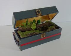 “Traveling Landscape, "Golden Interior” Miniature Landscape in Vintage Case