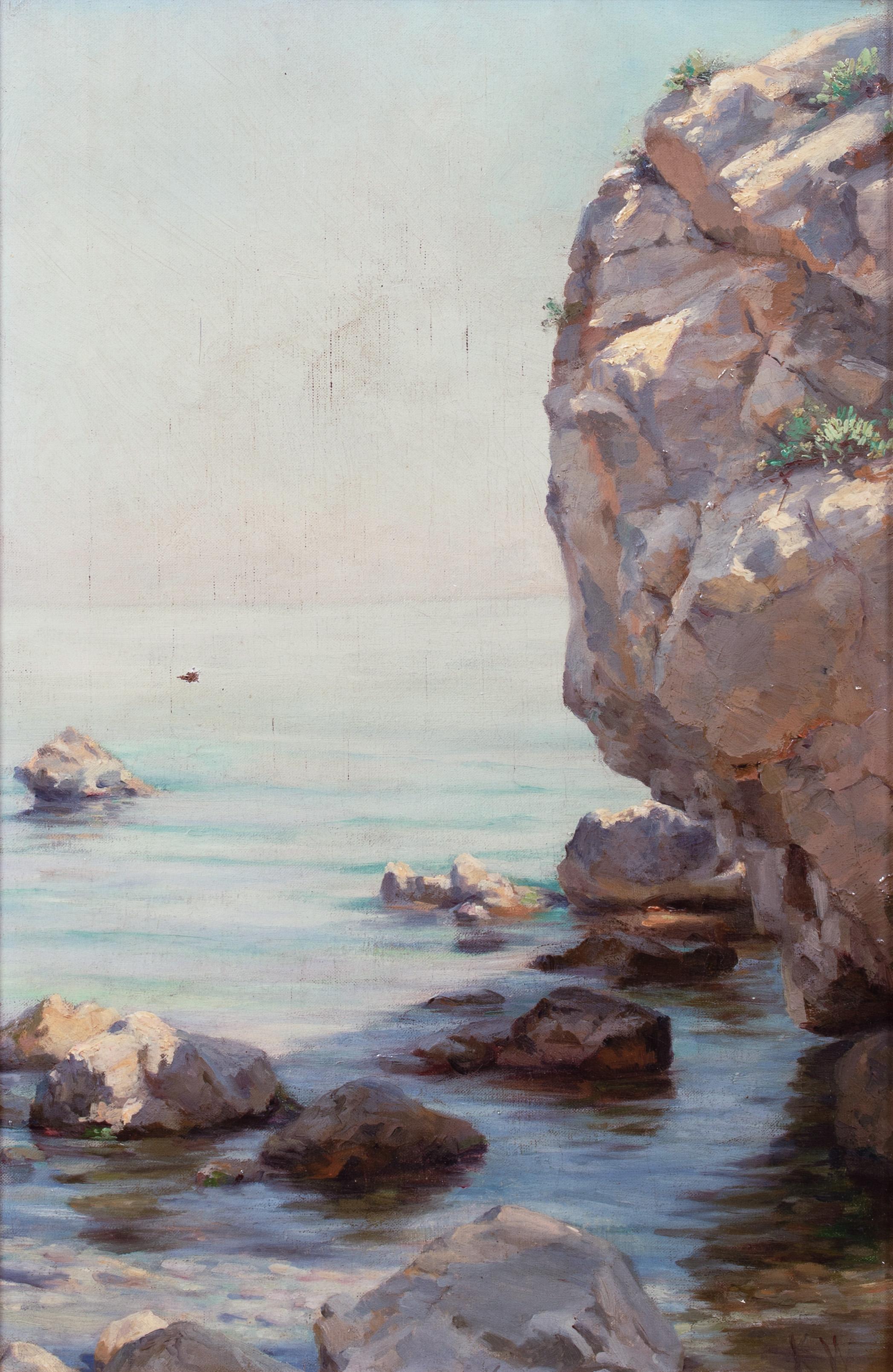 A Rocky Cornish Coast, early 20th Century - Painting by Kathleen Walker