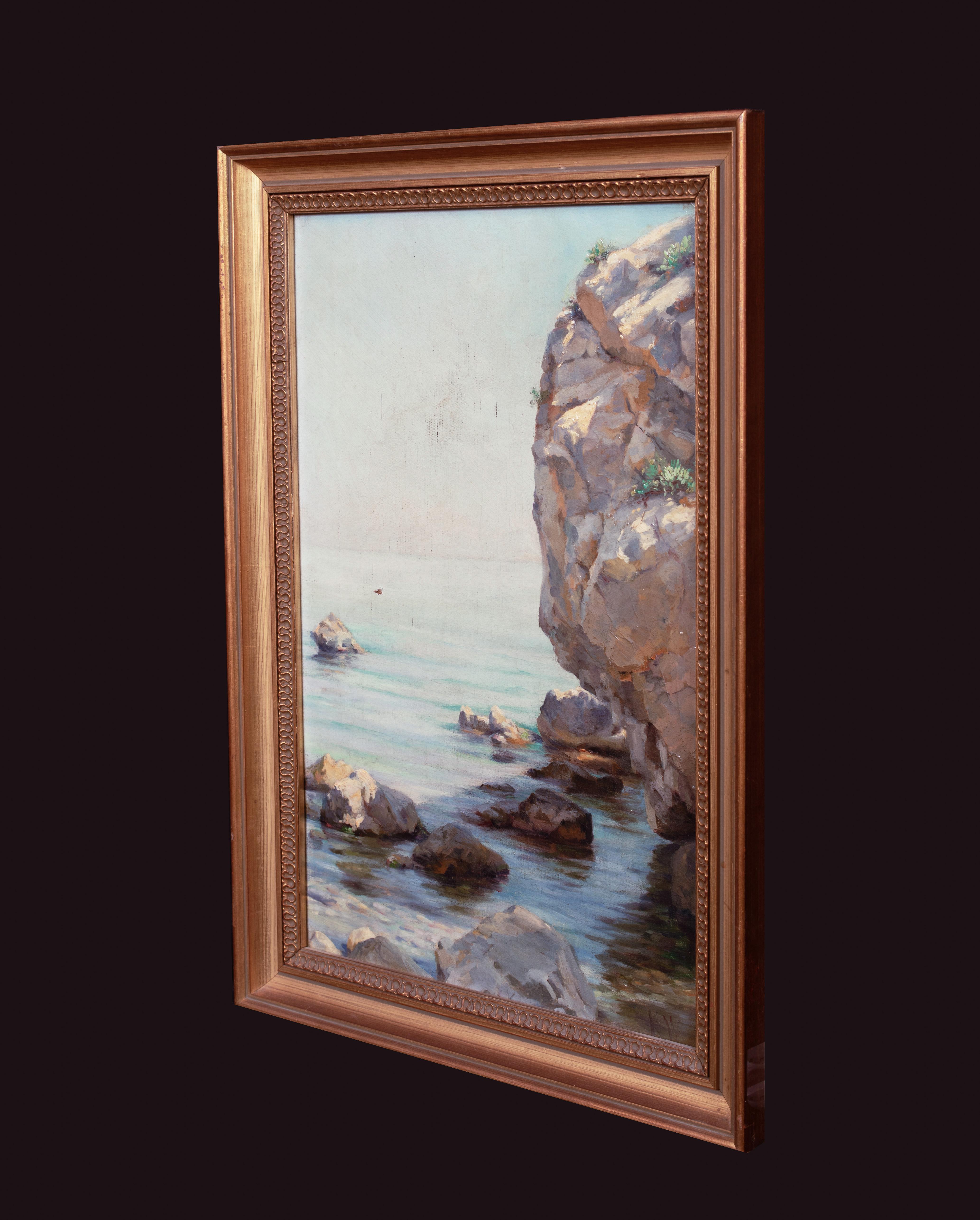 A Rocky Cornish Coast, early 20th Century

by Kathleen Walker (1893-1966) 

early 20th Century study of a rocky Cornish coast by Kathleen Walker, oil on canvas. Good quality and condition apart from one small perforation. Monogrammed and