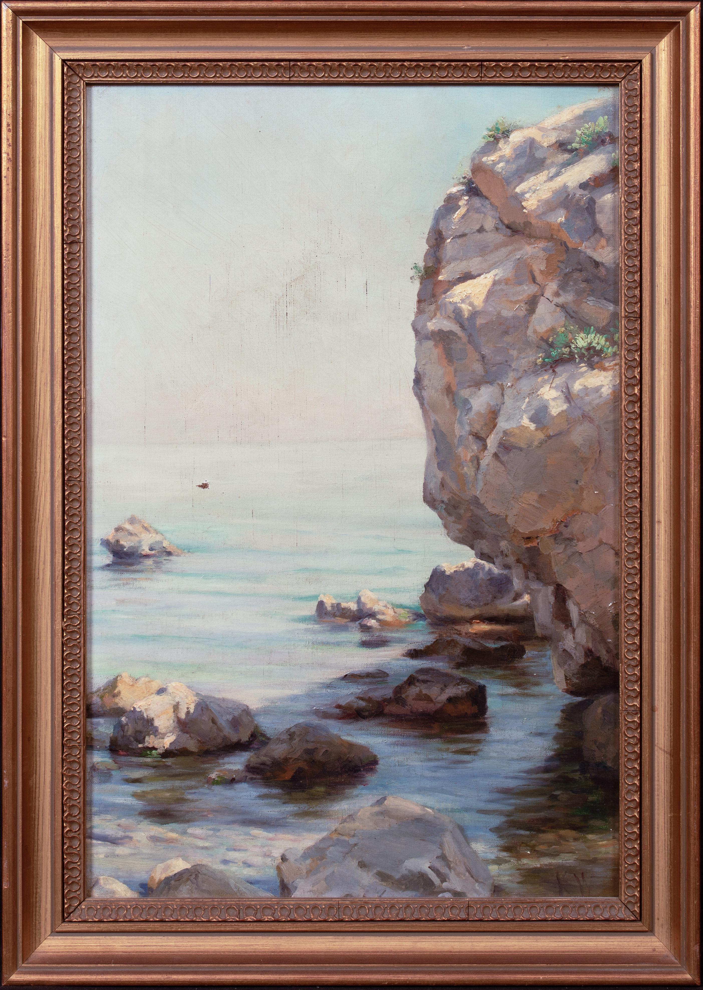 Kathleen Walker Portrait Painting - A Rocky Cornish Coast, early 20th Century