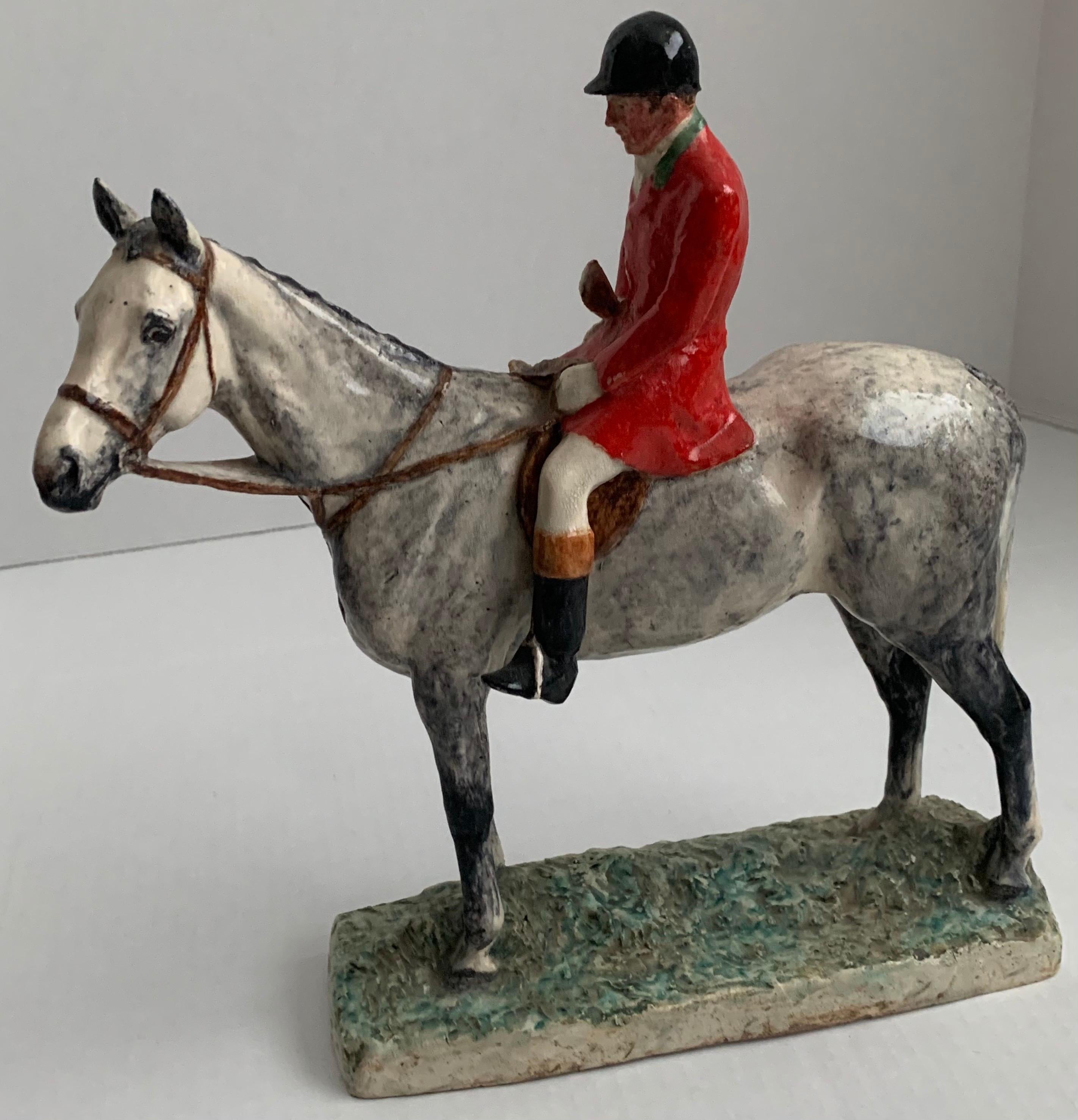 American Kathleen Wheeler Crump Equestrian Figurine Ceramic Sculpture