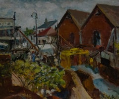 Kathleen Winifred Anderson (1878-1968) - 1944 Oil, Building the Storm Pipe