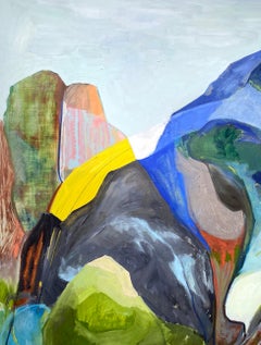 "Clear Day (Revelation Range)", Abstract Landscape, Mountain, Blue, Oil Painting