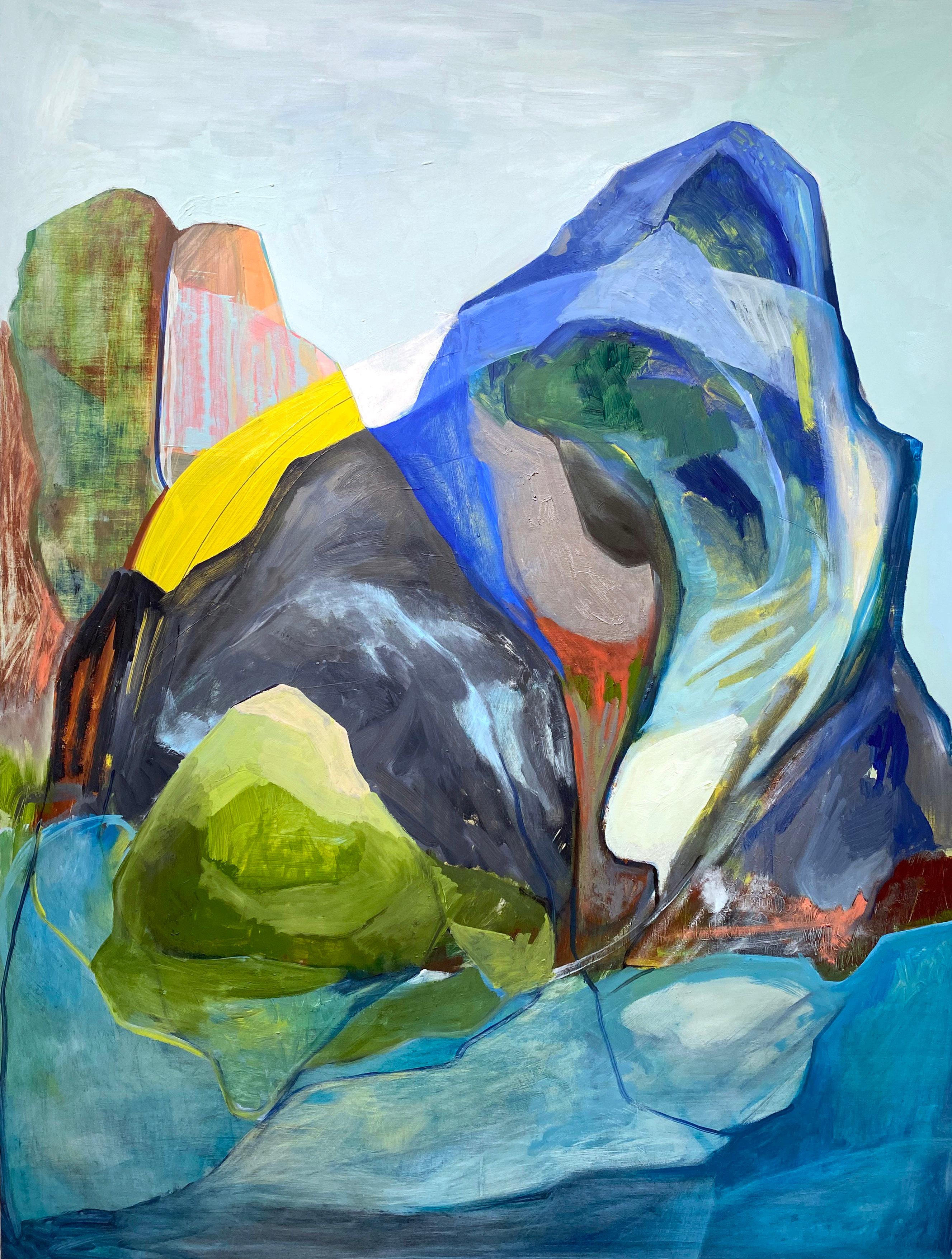 „Clear Day (Revelation Range)“, abstrakte Landschaft, Berge, Blau, Ölgemälde