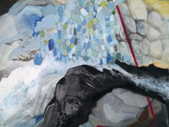 "Ley Line", Paisaje abstracto, Agua, Azul, Blanco, Gris, Pintura al óleo, 2018