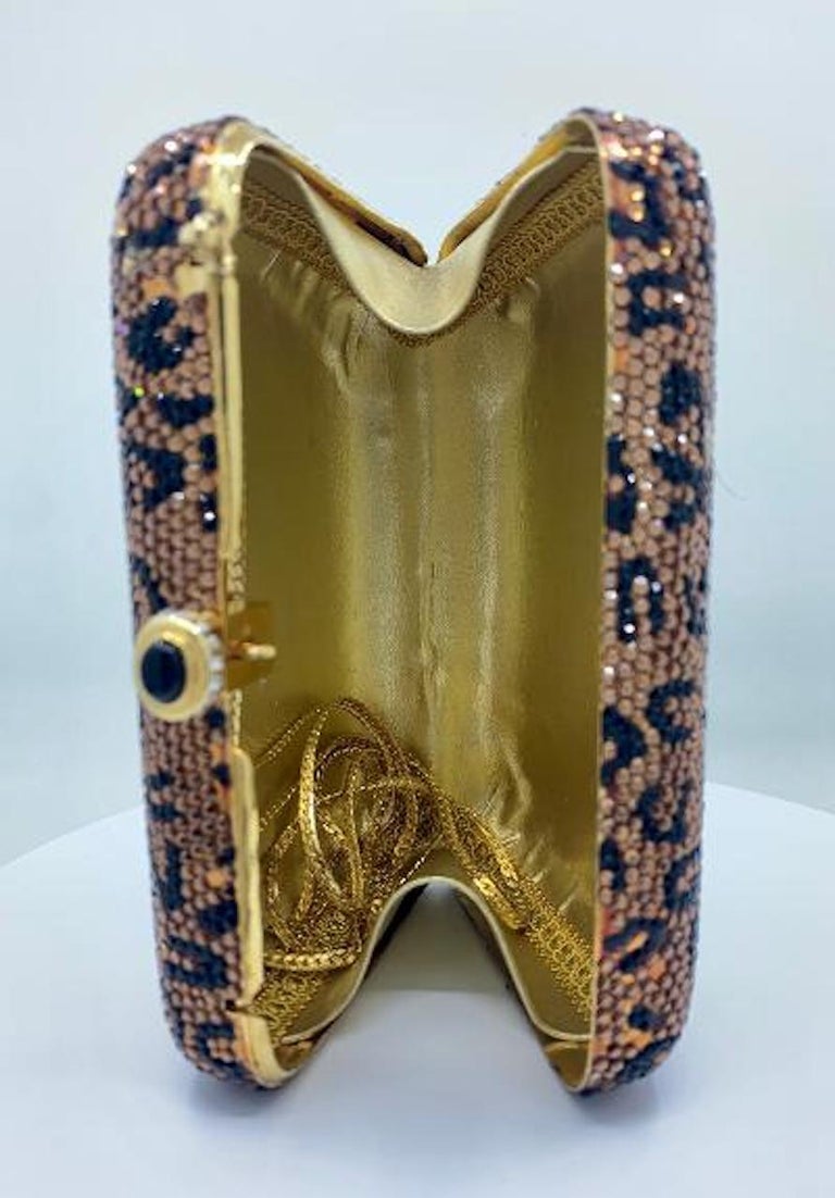 Kathrine Baumann Leopard Design Swarovski Crystal Minaudiere Evening Bag For Sale 6
