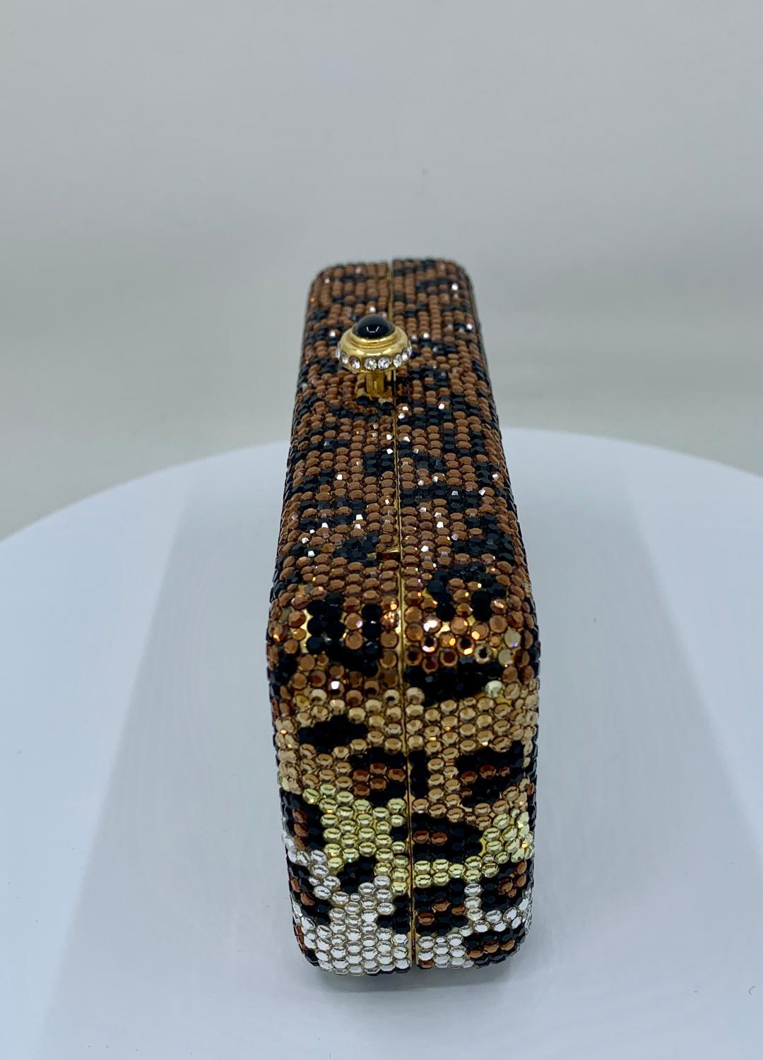 Women's Kathrine Baumann Leopard Design Swarovski Crystal Minaudiere Evening Bag
