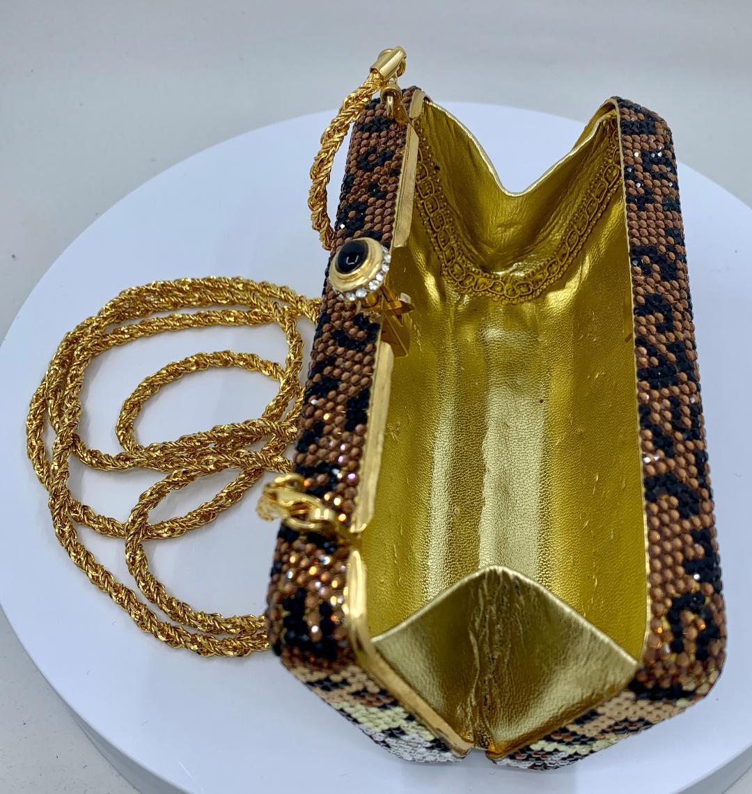 Kathrine Baumann Leopard Design Swarovski Crystal Minaudiere Evening Bag 1